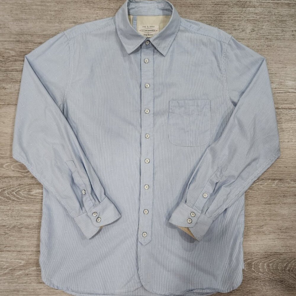 Rag Bone Tailored Workwear Striped Long Sleeve Shirt Men's Size L